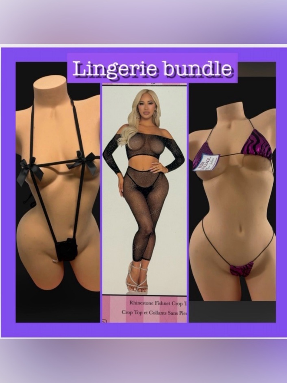 Leg Avenue Black Rhinestone Fishnet Crop Top - Sheer Sparkle
